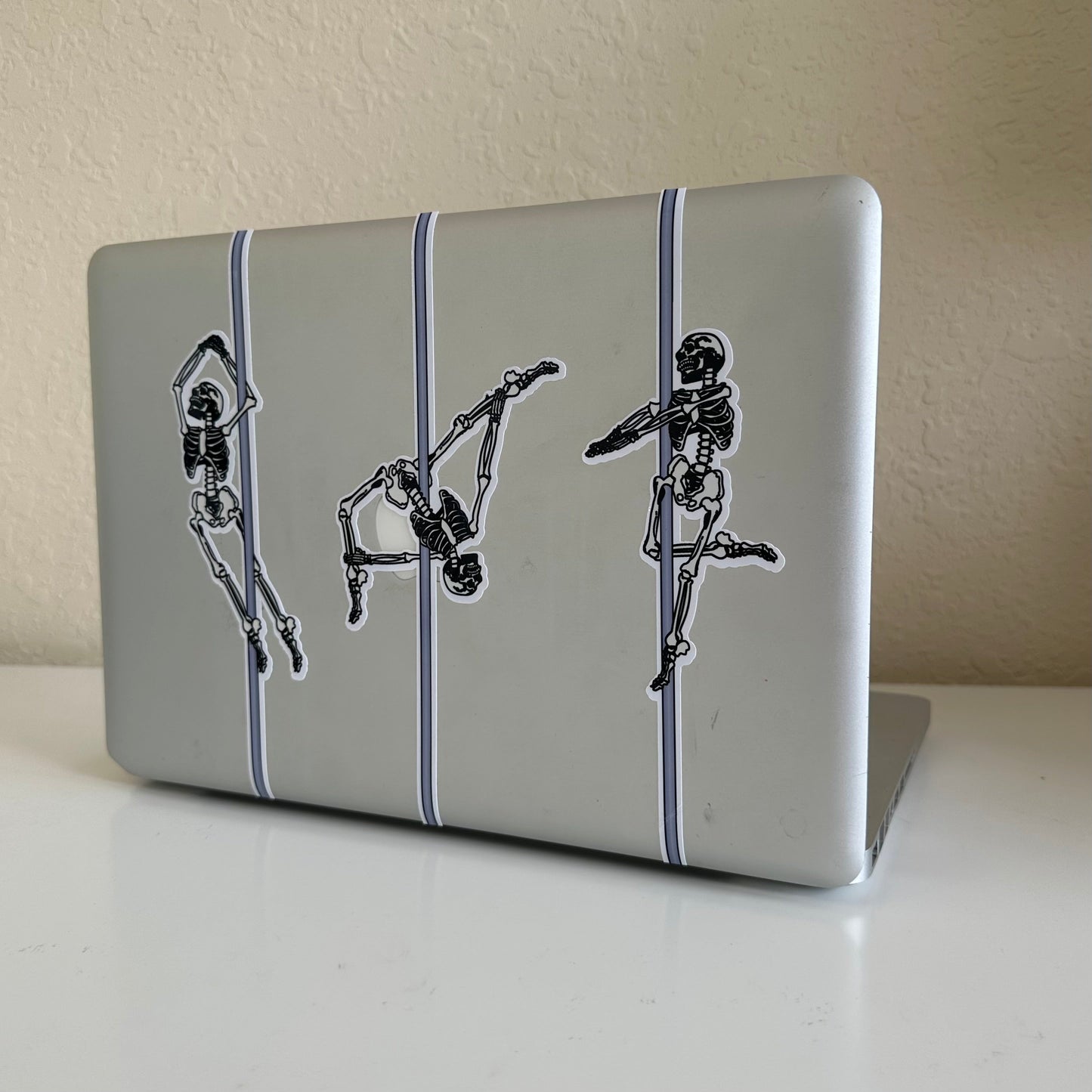 Skeleton Pole Dancing Pack of Three Stickers