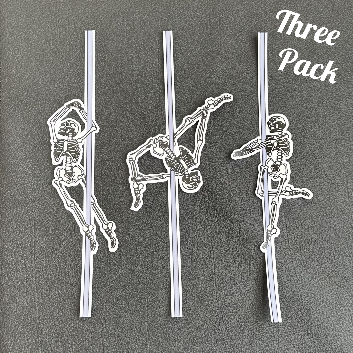 Skeleton Pole Dancing Pack of Three Stickers