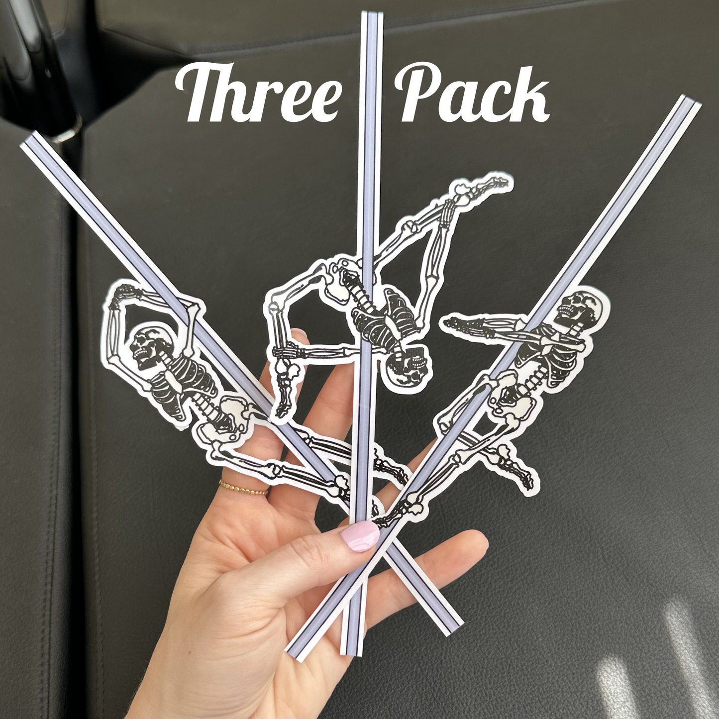 Skeleton Pole Dancing Pack of Three Stickers