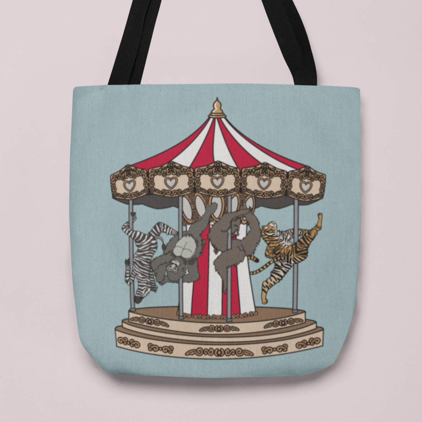 Pole Dancing Animals Carousel Tote Bag