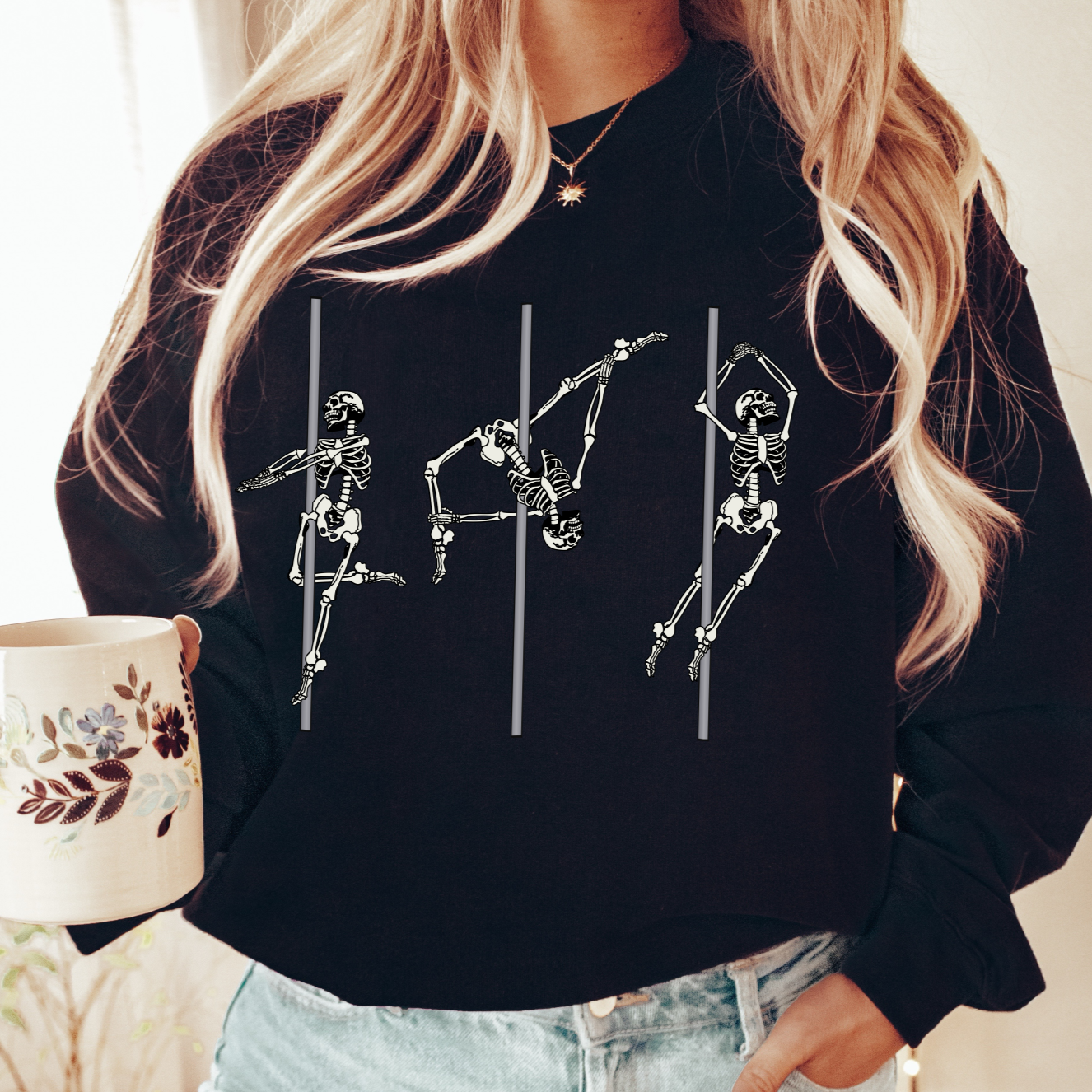 Skeleton Pole Dance Unisex Crewneck Sweatshirt